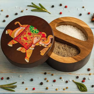 กล่องเก็บเครื่องเทศในครัวทำจากไม้ พร้อมช่องแบ่งสำหรับการใช้งานในครัวเรือน กล่องใส่เครื่องเทศไม้สวยงามจาก AALIYAN IMPEX - Product Image 1