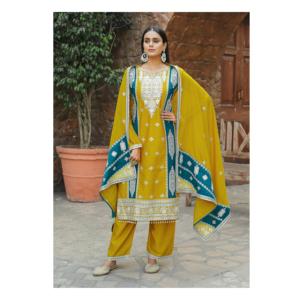 Vente en gros Readymade Top Palazzo et Dupatta avec soie Chinon lourde avec broderie pour mariage et fête Occasion - Product Image 1
