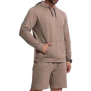 Venta al por mayor personalizado pulóver sudaderas con capucha pantalones cortos y Sudadera con capucha Jogger Set Unisex alta calidad francés Terry 100% algodón hombres Sudadera con capucha conjunto corto - Product Image 4