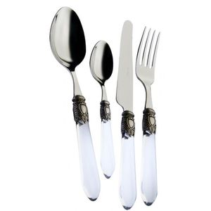 Ensemble de couverts décoratifs en acier inoxydable fini argent Finition peinte moderne avec plusieurs tailles et motifs façonnés Couverts - Product Image 6