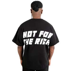 Men Oversized <b>Black</b> T <b>Shirt</b> 280GSM Organic Cotton Drop Shoulder Streetwear Tee with Large Back Logo Print - Product Image 2