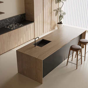 Dalles en <span class=keywords><strong>pierre</strong></span> frittée effet bois Lan Ting Camphor, style design moderne, pour murs, sols, tables, comptoirs, applications intérieures - Product Image 6