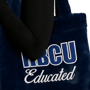 Sac fourre-tout en fourrure bleu marine, sac à main en peluche, broderie en chenille, cadeau de sororité grecque Divine Nine, logo personnalisé, sac à main - Product Image 5