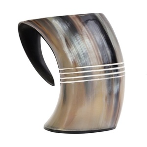 Tasse de corne à boire en céramique de sculpture Viking personnalisée artisanale corne naturelle hautement polie d'Inde pour le vin et la bière - Product Image 6