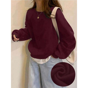 Sudaderas con capucha de mujer de color marrón transpirable antiarrugas de lana Premium, jersey de mezcla de algodón suave, sudadera cálida para invierno - Product Image 1
