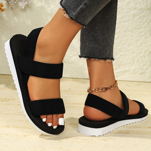 Sandalias de Plataforma para Mujer, con Doble Correa, Punta Abierta, Casuales de Verano, para Exteriores, Parte Superior de Cuero Genuino, Antideslizantes - Product Image 3