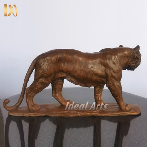Pequeña escultura de tigre de bronce estatua de animal hecha a mano para decoración de mesa y oficina - Product Image 3