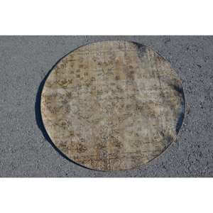 Alfombra turca vintage clásica marrón beige de 3,2x3,2 pies de lana de retazos de área grande con respaldo de látex para pasillo o dormitorio - Product Image 1