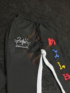 Hot Sell Oem Custom Men's High Quality Flared <b>Jogger</b> Dept Track Pants Elastic <b>Stacked</b> Sweatpants - Product Image 5