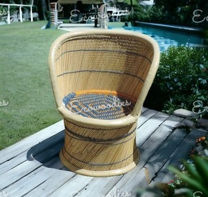 Taburete de mimbre elegante y moderno Sarkanda artesanías de caña de madera de bambú ligero duradero para uso en interiores y exteriores para dormitorio - Product Image 1