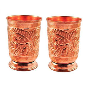 Traditional pure copper <b>glass</b> Engraving design eco friendly <b>drinkware</b> improves taste of water for daily hydration home use - Product Image 1