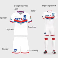 Ensembles de maillots de football unisexes personnalisés, respirants, imprimés numériquement, 100% polyester, sans manches, uniforme d'entraînement de football, 180g, toutes saisons