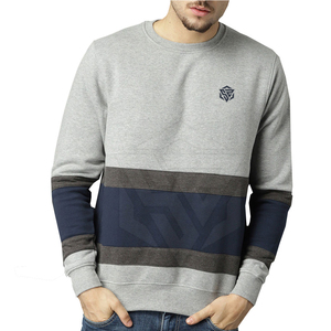 Sweatshirts pulls 100% coton grande taille pour hommes Vêtements d'hiver avec contraste de couleur Motif solide - Product Image 1