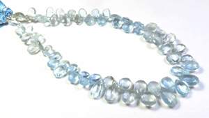 High Quality Natural Blue Multi Aquamarine Faceted Pear Clear Gemstone Beads 7-13mm 10"Strand - Product Image 5
