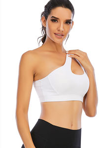 2025 chaud Sexy femmes incliné une épaule culture sport soutien-gorge côtes haute résistance personnalisé sport soutien-gorge - Product Image 3