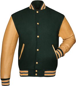 Veste Letterman Varsity pas cher en cuir pur avec broderie personnalisée pour hommes - Product Image 1