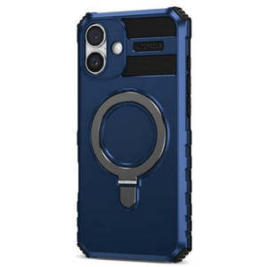 เคสกันกระแทก iPhone 16 6.1 นิ้ว พร้อมขาตั้งแม่เหล็ก สีฟ้า - Product Image 1