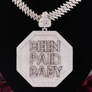 Pendentif en moissanite taille ronde et baguette sertie de diamants, style hip-hop, cadeau de mariage pour homme, argent sterling 925 - Product Image 1