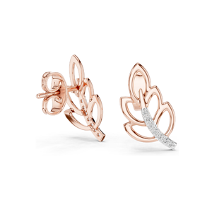 0.07 CT Lab Diamond Leaf <b>Earrings</b> for <b>Women</b> VVS-VS EF Clarity 18KT, 14KT, 10KT Gold & 925 <b>Silver</b> Rose, Yellow, White Gold - Product Image 5