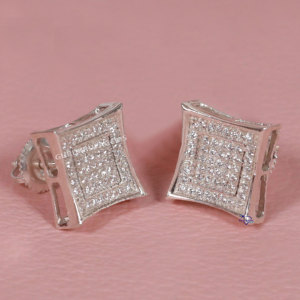 Glamorous 925 Sterling <b>Silver</b> Earrings Featuring Round Brilliant Cut Moissanite Diamonds Perfect for Women in Vvs Clarity - Product Image 3