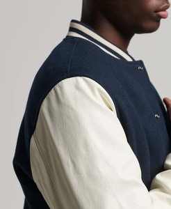 Men's <b>Winter</b> Letterman Style Chenille Embroidery Collarless Bomber Jacket Custom Logo Varsity Baseball Streetwear Quick Delivery - Product Image 5