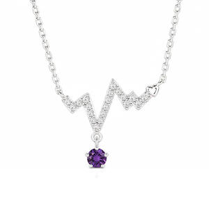 Jeulia Custom Heartbeat Necklace with Birthstone Diamond Pearl Alloy Link Chain - Product Image 5