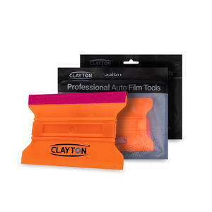 Grattoir de type H Clayton avec raclette en tissu et aimant, bord en feutre, double nervures, orange fluorescent, outil de pose de vinyle premium - Product Image 1