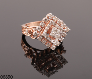 D'VINS JEWELS Lab Grown Diamond Ring 14K <b>Rose</b> Gold Round Brilliant Cut Cocktail Wedding Bridal Ring Women's Trendy Jewelry - Product Image 1
