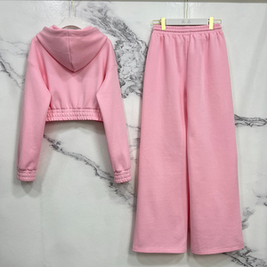 OEM personalizado de alta calidad de las mujeres chándal de algodón Casual Material de lana chándal conjuntos Jogging - Product Image 3