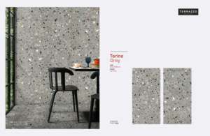 Azulejos de Porcelana Esmaltada con Acabado Tallado con Aspecto de Terrazo Gris Torino - Product Image 3