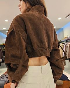 แจ็คเก็ตหนังแกะสไตล์วินเทจยุค 70 แบบกระดุมสองแถว สีน้ำตาลสไตล์โบฮีเมียน มีกระเป๋า สไตล์เรโทรตะวันตก กันลม เสื้อคลุมสำหรับฤดูใบไม้ร่วง - Product Image 4