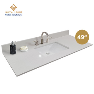 Nv375 hạt thạch anh prefab Vanity Đầu bảo trì thấp 49 * 22in 20mm dày đơn Bát thạch anh Vanity chìm hàng đầu - Product Image 1