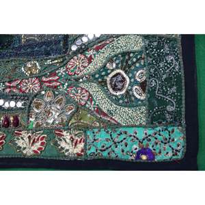 Tapiz Bordado Bohemio Indio para Colgar en la Pared, Tela de Algodón Verde Abstracta para Uso Decorativo en Exteriores, Halloween, Navidad - Product Image 2