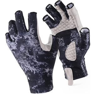 Fishing Gloves <b>Half</b> Finger Camouflage Print Synthetic Material Sublimated Fishing Gloves Quick Dry UV Protection Anti <b>Slip</b> Grip - Product Image 1