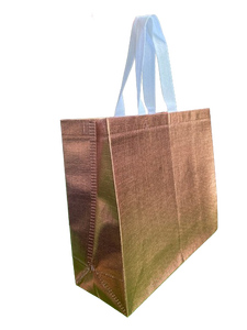 Sacs de shopping non tissés avec poignée, logo personnalisé, laminage métallique argenté et doré, vente en gros, fabricant OEM Vietnam - Product Image 4