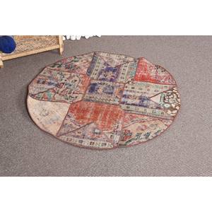 Alfombra de lana Bohemia vintage de gran tamaño 9x12, diseño de retazos rojo y azul para entrada o pasillo con respaldo de látex - Product Image 2