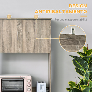 HOMCOM <b>Modern</b> <b>Sideboard</b> 71x41x178cm <b>Grey</b> Buffet Cabinet with Wooden Cabinets and Drawers for Kitchen or Dining Room - Product Image 6