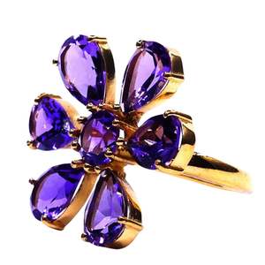 Anillo de amatista de Plata de Ley 925 estilo clásico chapado en oro para bodas y fiestas - Product Image 3