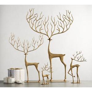 Petite sculpture de renne de petite taille moyenne et grande ensemble de 3 fournitures de décoration de Noël pour l'artisanat en métal à la maison - Product Image 4