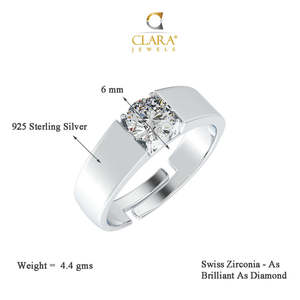แหวนปรับขนาดได้ CLARA Romantic 925 เงินแท้ ประดับเพชรซิคอน ชุบโรเดียม ของขวัญสำหรับผู้ชายและเด็กผู้ชาย - Product Image 5