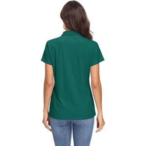Polo à manches courtes pour femmes, mélange de coton, coupe ajustée décontractée, col classique, mode estivale, vêtements de sport, golf, tennis, tenue de bureau - Product Image 5