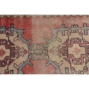 พรมตุรกีวินเทจคลาสสิกสีเบจสีแดงเบจ2 x 3,4ft พื้นที่ขนาดใหญ่ผ้าขนสัตว์เย็บปะติดปะต่อกันด้านหลังยางนามธรรมสี่เหลี่ยมผืนผ้าสำหรับวัยรุ่นสำหรับห้องโถง - Product Image 5