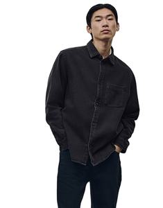 Men's <b>Top</b> Trending Regular Fit Premium Quality Custom Brand Comfort Wear Rigid 100% Cotton Denim <b>Black</b> <b>Long</b> <b>Sleeve</b> Collar Shirts - Product Image 4