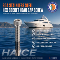 Vis à tête hexagonale à six pans creux en acier inoxydable marin DIN 912 A2 70 A4-80 1/4-20 pour yacht et bateau, accessoires de quincaillerie