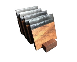 <b>Table</b> Decoration Acacia Wood <b>Epoxy</b> Resin Best Coaster Tabletop Acacia Wood Placemats Coaster for Drink for Office & Home - Product Image 1