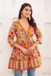 Ropa informal Mal algodón con bordado Kurti mujer moda fábrica al por mayor fabricante y proveedor al precio más bajo - Product Image 2