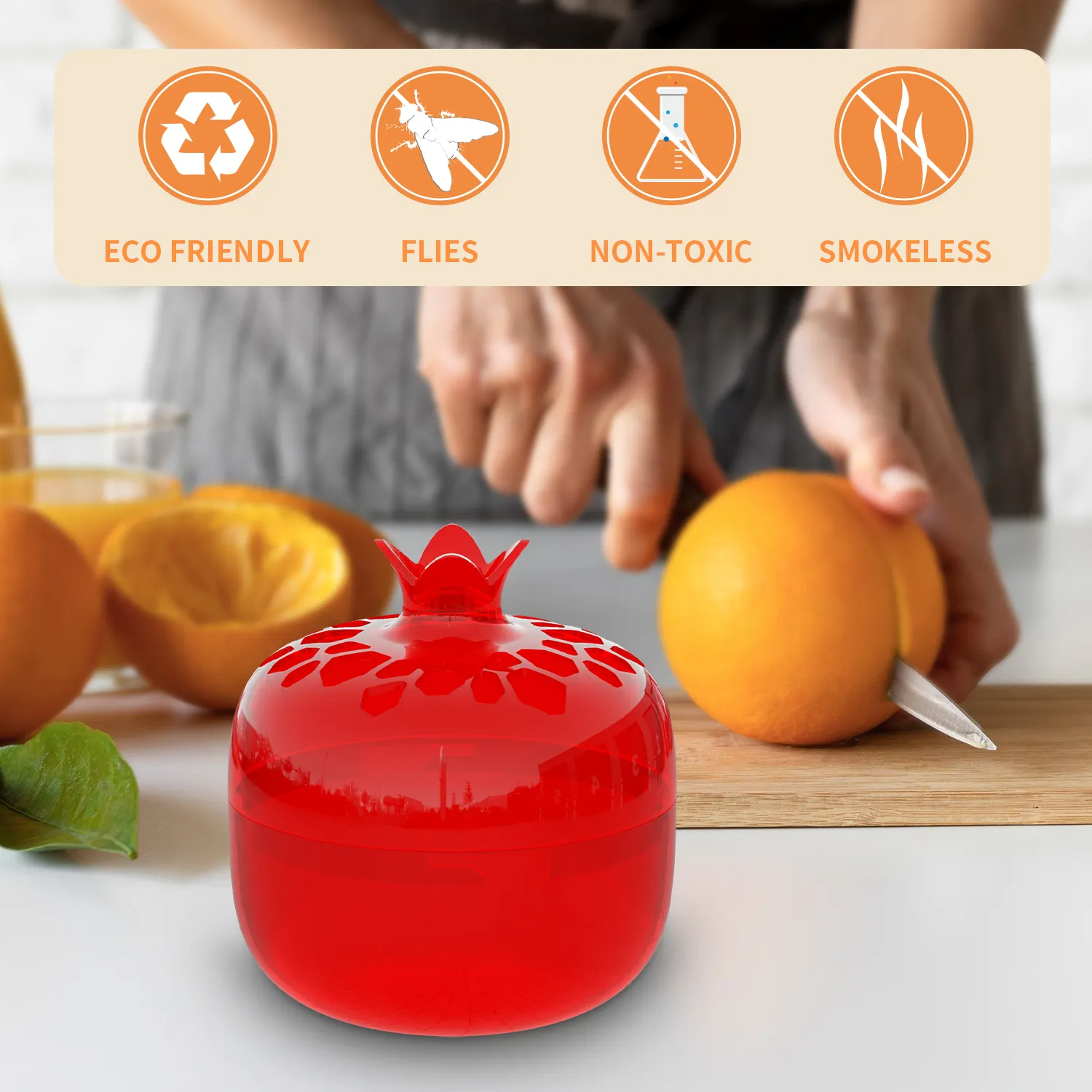 Fruta automática Fly Trap Indoor 2023 Sleek Bell Pepper Design com inovadora armadilha de mosca em forma de funil para cozinha