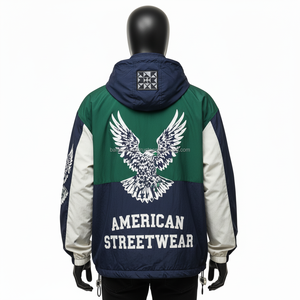 Veste coupe-vent en nylon de qualité supérieure résistant à l'eau bloc de couleur vert marine broderie personnalisée logo veste coupe-vent pour homme - Product Image 2