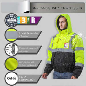 Chaquetas DE SEGURIDAD reflectantes de alta visibilidad para hombres Chaquetas de seguridad de trabajo con forro polar impermeable y a prueba de viento - Product Image 2
