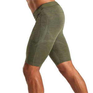 Shorts de compression mi-longue décontractés pour hommes, taille élastique, motif uni, pour la salle de sport, la course à pied, en spandex/polyester - Product Image 2
